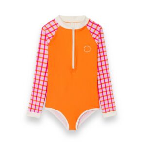 KIETLA ICONIC Ujumistrikoo UPF 50+ päikesekaitsekanga ja UV-sensoriga TARTAN RED