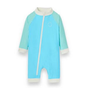KIETLA ICONIC Ujumiskostüüm UPF 50+ päikesekaitsekanga ja UV-sensoriga 6-12 kuud, BLUE STRIPES