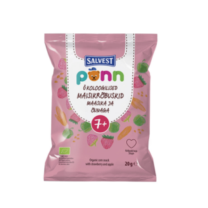 ÖKO maisikrõbuskid maasika ja õunaga Põnn Salvest 2x20 g 7+kuust (1pakk-1,62eur)