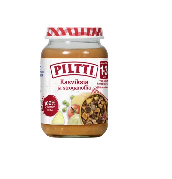 Piltti köögiviljad stroganov 3x190g 1aastasele (1purk-2,10eur)