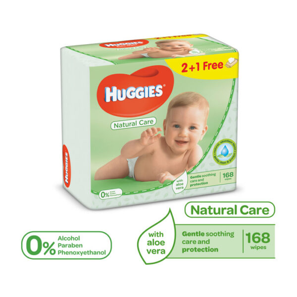 Huggies beebisalvrätid Natural Triplo 2+1pakk tasuta 3x56tk  aaloega