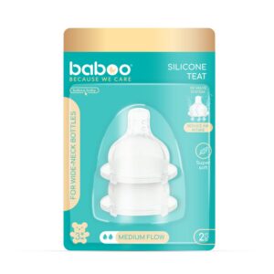 Baboo® Uuenduslik koolikutevastane 3 klapisüsteemi ja laia kaelaga silikoonlutt KESKMISE VOOLAVUSEGA, 3+kuud, 2tk