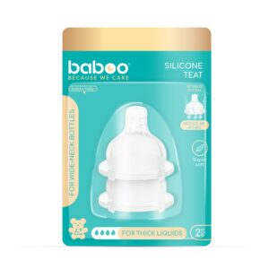 Baboo® Uuenduslik koolikutevastane 3 klapisüsteemi ja laia kaelaga silikoonlutt paksema koostisega toidule, 6+kuud, 2tk