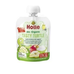 Holle Õuna-pirnipüree jogurtiga TASTY TURTLE, beebidele alates 8. elukuust, mahe 3x85g (1tuub-1,69eur)