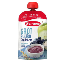 Puder õun-mustikas 3x120g 6.kuust Semper (1tuub-1,74eur)