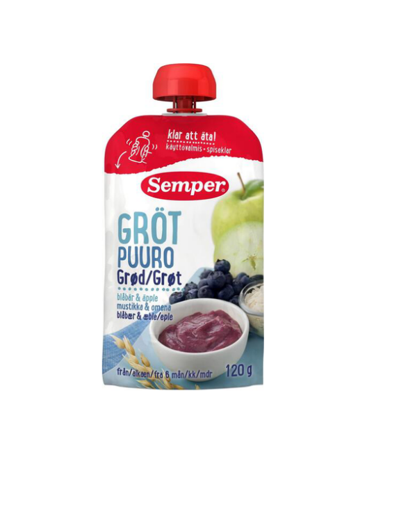 Puder õun-mustikas 3x120g 6.kuust Semper (1tuub-1,74eur)