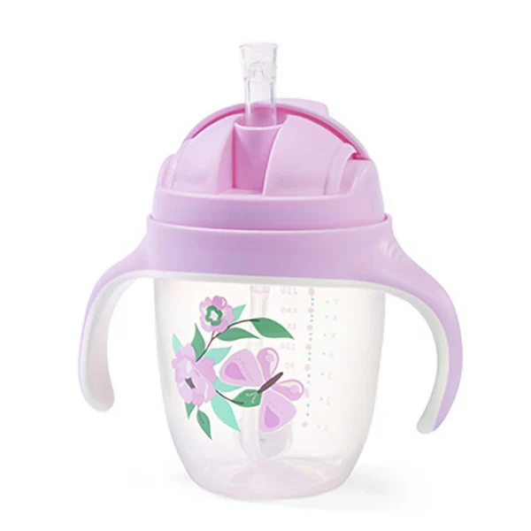 Sippy cup with weighted straw Pink kõrretass BabyOno 6+kuud 240ml