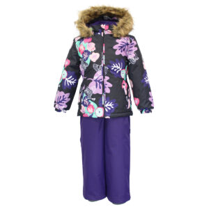 Tüdrukute komplekt 41950030 WONDER,94009-must mustriga/tumelilla Huppa (104cm)