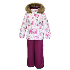 Tüdrukute komplekt 41950030 WONDER, 94220-valge mustriga/bordoo (116-134cm) Huppa
