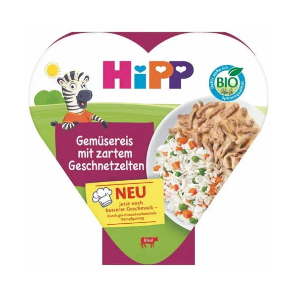 HiPP Riis juurviljade ja pehme viilutatud veiselihaga ÖKO 12.kuust 250g