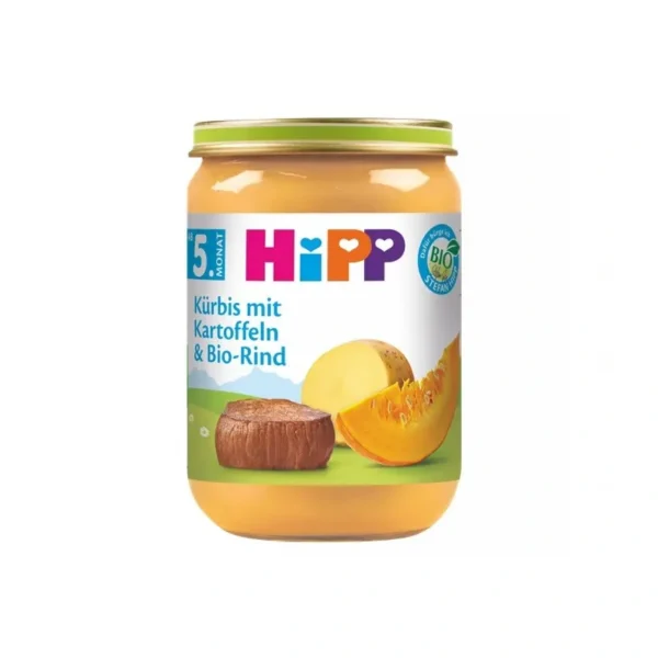 HiPP Kõrvitsapüree kartuli ja maheveiselihaga ÖKO 5.kuust 3x190g (1purk-2,65eur)