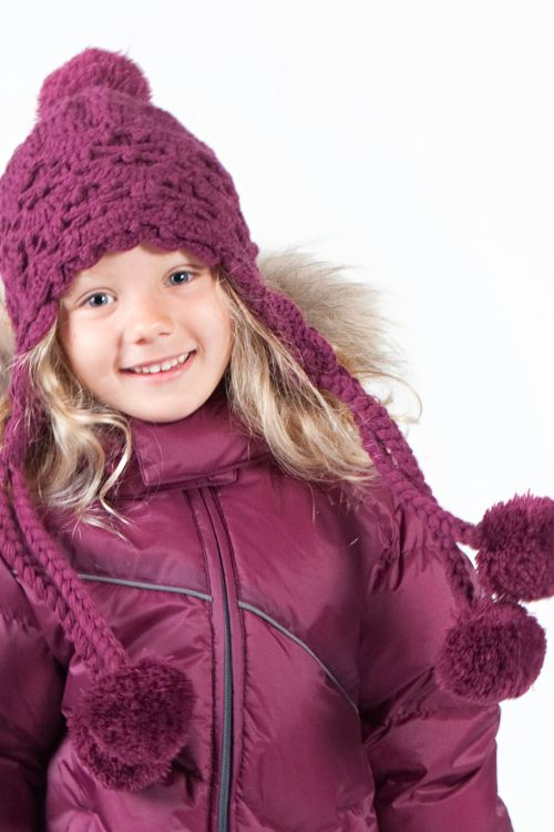 Tüdrukute kootud müts PAULA (8338AW12) L 034 ploomililla Huppa