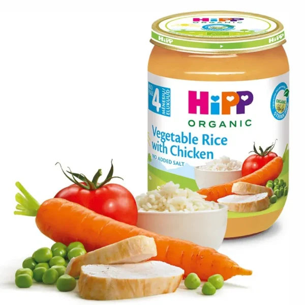 HiPP Köögiviljad riisi ja kanalihaga ÖKO 3x125g  4.kuust (1tk-2,65eur)