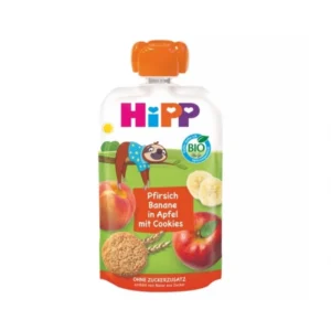 HiPP Hippis õuna-, banaani- ja virsikupüree küpsistega ÖKO al. 1a 3x100g (1tk-1,65eur)