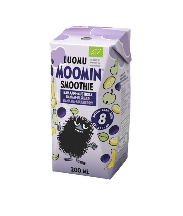 Moomin Luomu Muumi mahe banaani-mustika smuuti 200ml 8+kuust