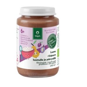 Nôgeli mahe riisipuder ploomi ja pirniga, lisatud rauaga 3x190g 6+ kuud (1purk-1,95eur)