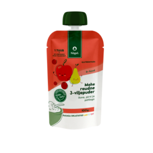 NôgeMahe raudne 3-viljapuder õuna, pirni ja pohlaga 3x100g 6+ kuud (1tuub-1.69eur)