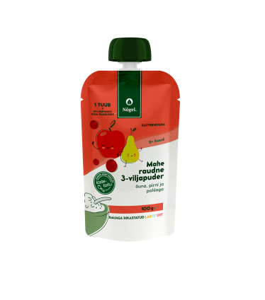 NôgeMahe raudne 3-viljapuder õuna, pirni ja pohlaga 3x100g 6+ kuud (1tuub-1.69eur)