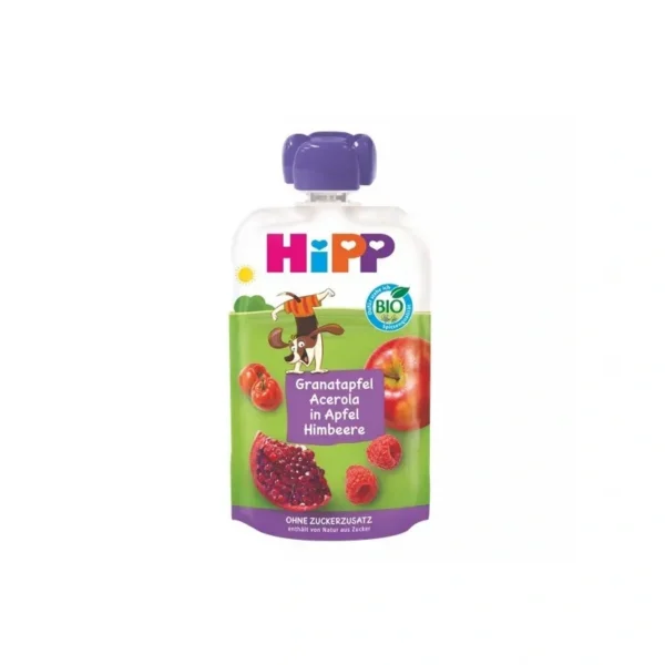 HIPP Super HiPPiS õuna-vaarikapüree granaatõuna ja acerola-kirsiga 3x100g 12+kuud (1tk-2,00eur)