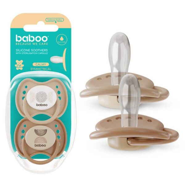 BABOO Calmy silikoonist sümmeetriline lutt Au Naturale 0+ kuud, 2 tk
