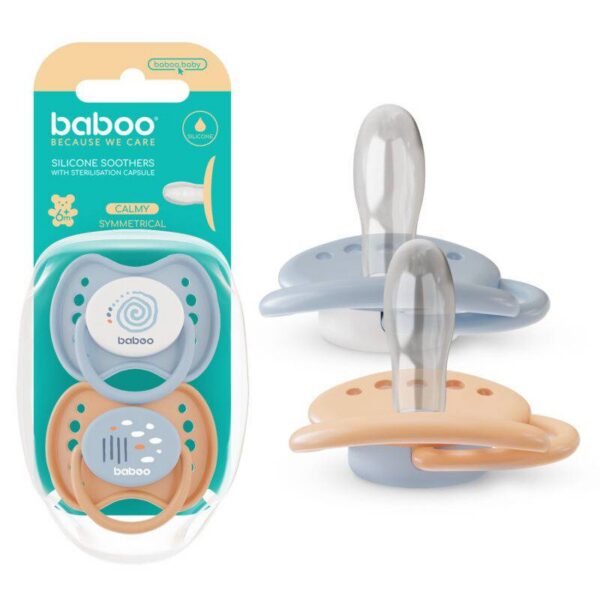 BABOO Calmy silikoonist sümmeetriline lutt Blue Haze 6+ kuud, 2 tk