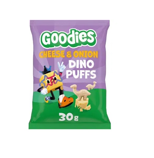 Goodies Dino Puffs snäkid juustu ja sibulaga 30g 3+aastasele