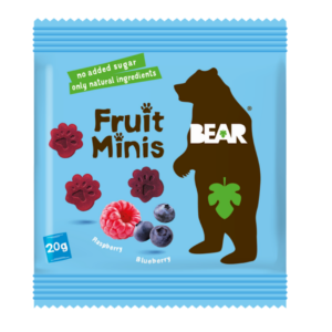 BEAR Fruit Minis vaarika-mustika puu- ja köögiviljapalad 3+aastasele 20g