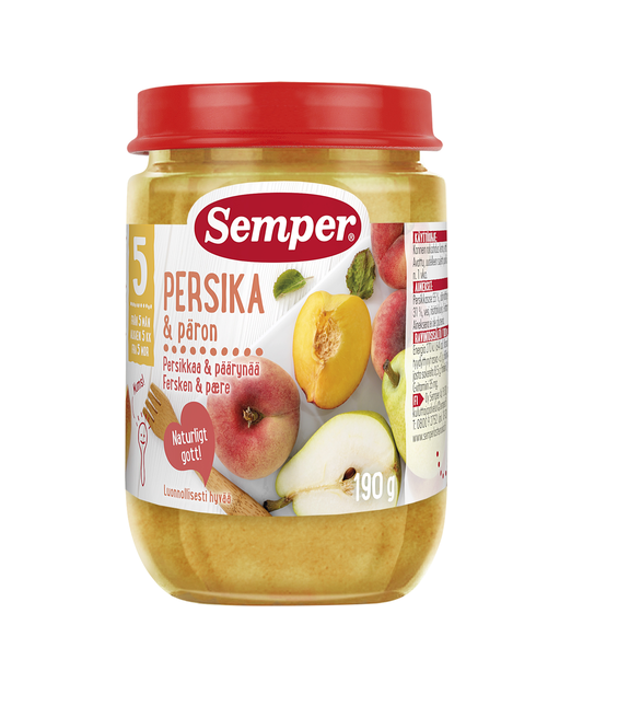 Semper virsiku-pirni-õuna püree 3×190 g, alates 5-elukuust(1purk-1,74eur)