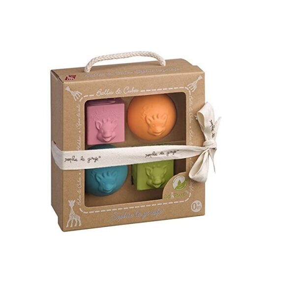 Vulli Balles&Cubes- Sophie la Girafe – komplekt 2 palli + 2 kuubikut
