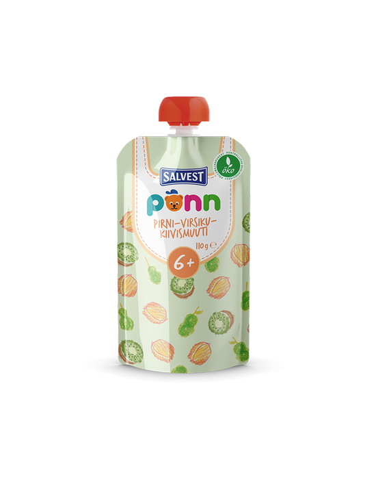 Salvest Põnn öko pirni-virsiku-kiivismuuti 3x110g (1tuub-1,91eur)