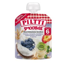 Piltti Smuuti mustikas kookos 3×90 g, alates 6-elukuust (1tuub-1,20eur)