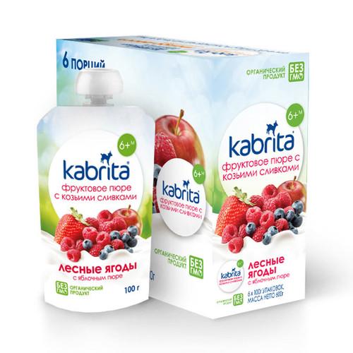 Püree kitsepiimast hapupiima, metsamarjade ja õuntega alates 6+kuust 6x100g(1tuub-3,17eur)