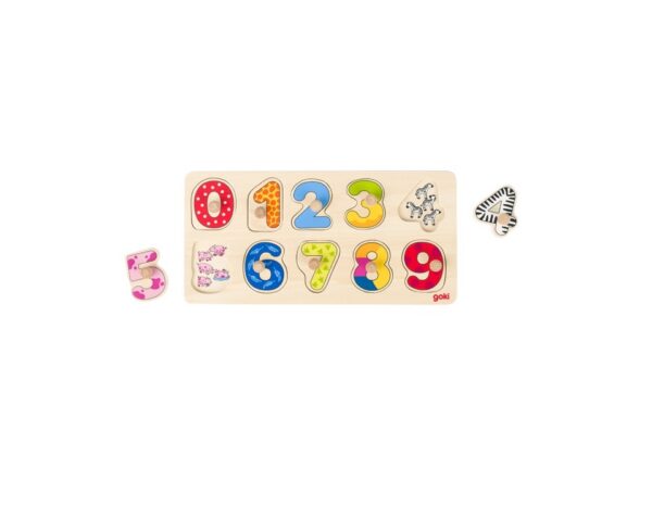 Goki puidust Numbripuzzle nuppudega peidetud piltidega