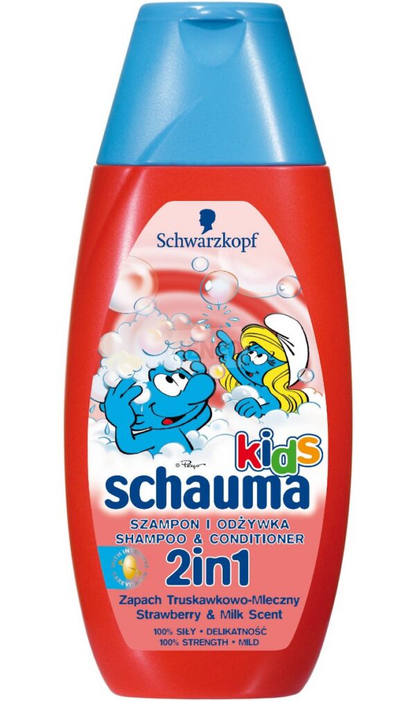 Schauma 2in1 shampoon ja palsam 250ml Maasika-ja piimalõhnaline,Smurfid