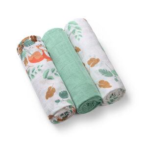BabyOno musliinist mähkimislinad/suulapid 70x70cm, Green 3tk