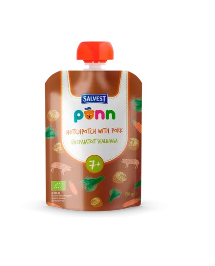 Salvest PÕNN Ökoloogiline Ühepajatoit sealihaga 7+kuust 3x130g (1tuub-2,29eur)