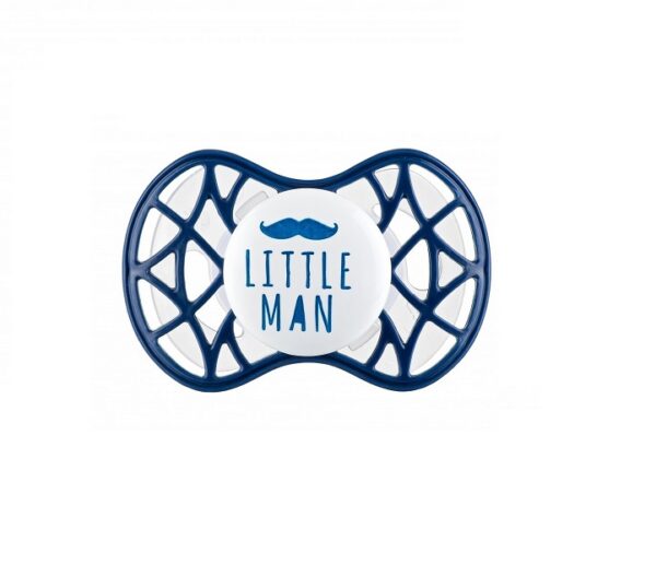Nuvita sümmeetriline silikoonist lutt korgiga 6+kuud Tumesinine Little Man 1tk 7085