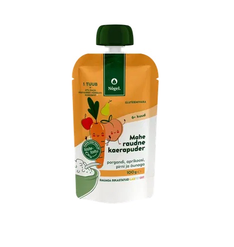 Nôgeli Mahe raudne kaerapuder porgandi, aprikoosi, pirni ja õunaga3x100g 6+ kuud (1tuub-1.69eur)