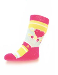 Sokid ABS piduritega 9-10cm (15-17) T.roosa/laimi süda