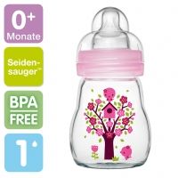 MAM Feel Good klaaspudel 160ml roosa puu linnumajaga ,2+kuud 295027
