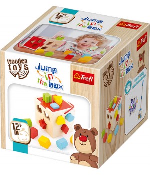 Wooden Toys toppimis-sobitamis-sorteerimismäng puidust  Jump in the Box