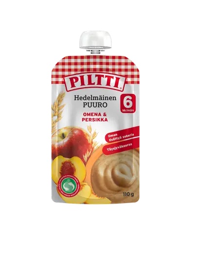 Piltti õuna-virsiku puder 3x110g, alates 6-elukuust (1tuub-1,20eur)