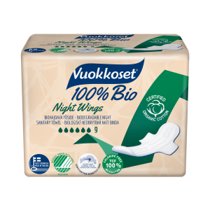 Vuokkoset hügieenisidemed 100% BIO Night-Wings 9tk