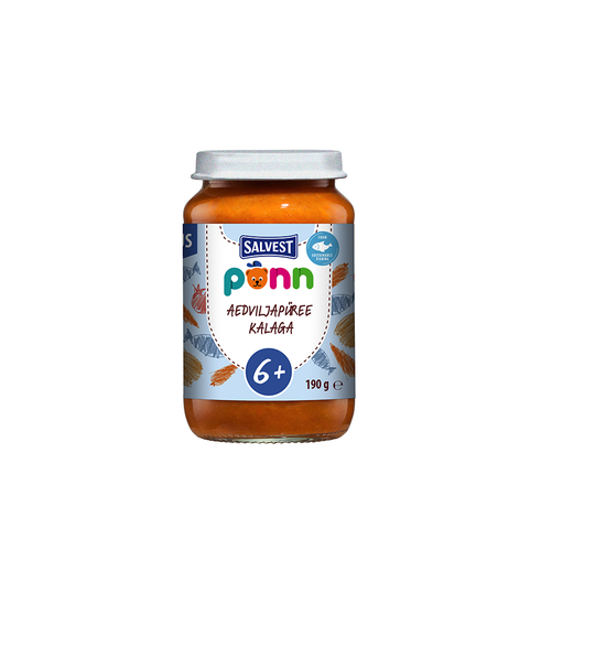 Salvest Põnn Aedviljapüree kalaga 3x190g, alates 6-elukuust (1purk-2,19eur)