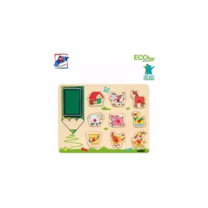 Woodyland Puidust puzzle/templid nuppudega Loomad+templipadi