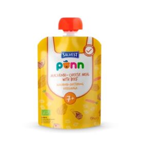 Salvest Põnn Ökoloogiline Makaroni-juusturoog veiselihaga 3x130g, alates 7-elukuust (1tuub-2,25eur)