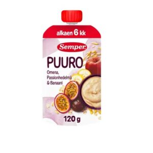 Semper õuna,banaani,passioni,kaerahelbepuder 3x120g, alates 6-elukuust (1tuub-1,52eur)