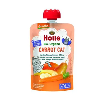 Holle mahe porgandi-, mango-, banaani- ja pirnipüree CARROT CAT 6.elukuust  6×100 g (1tuub-1,69eur)