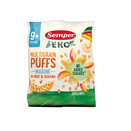 Semper mitmeviljamaius mango-banaanimaitseline 9kuust  (18gx5pakki) (1pakk-1,40eur)
