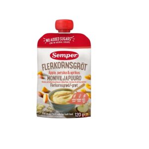 Semper mitmeviljapuder õuna, virsiku ja aprikoosi, 8kuust 3x120g  (1tuub-2,05eur)